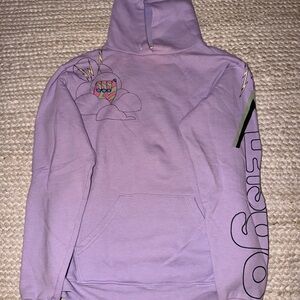 freecity Lavender Pullover Hoodie with Yellow & Black Graphic